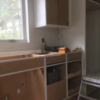Process of cabinet construction in home remodel