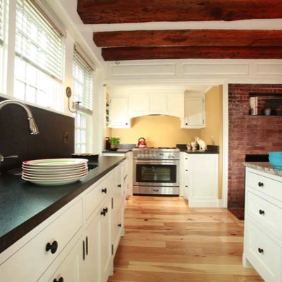 Beam kitchen with stove