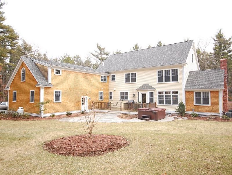 Backyard exterior of New Hampshire custom home  