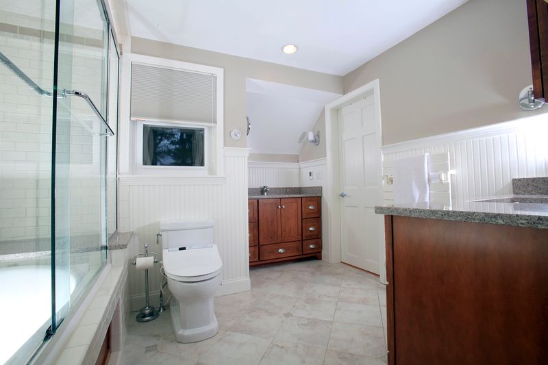 Bathroom remodel with recessed lighting and shower/tub combo