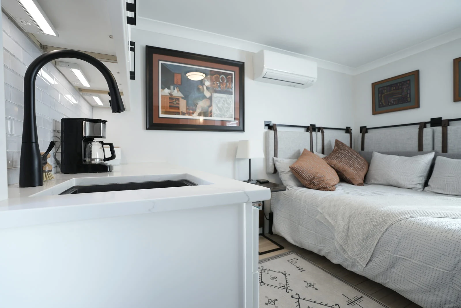 matte black sink faucet and cozy bed in remodel in seacoast new hampshire matte black sink faucet and cozy bed in remodel in seacoast new hampshire